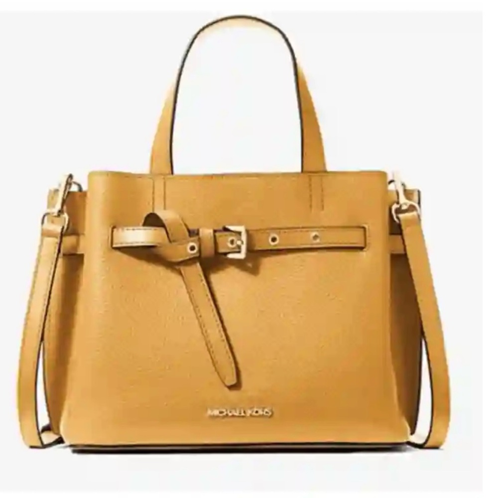 Michael Kors Tan Satchel with Gold Accents and Top Handle